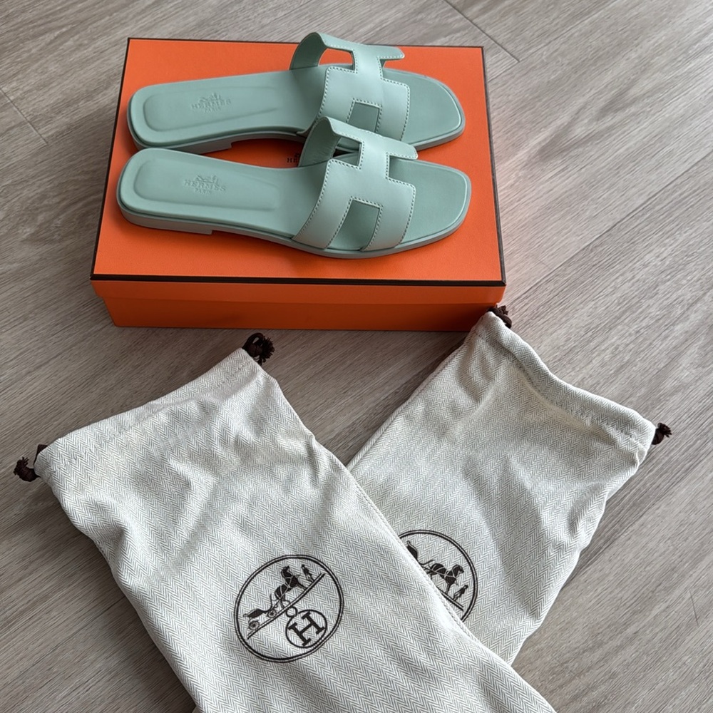 HERMES Sea Green Orans Calfskin - Picture 5 of 5